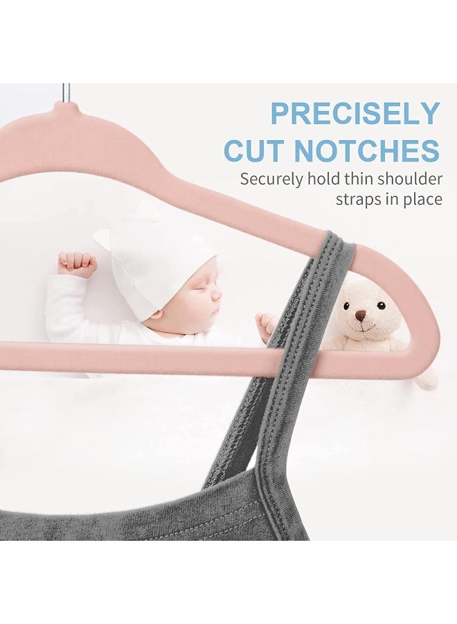 Red Dot Gift® 10-Pack Baby Velvet Hangers - Nursery Clothes Hangers Non Slip Toddler Hangers, 360 Chrome Swivel Hook (Pink, 28 cm) - Image 5