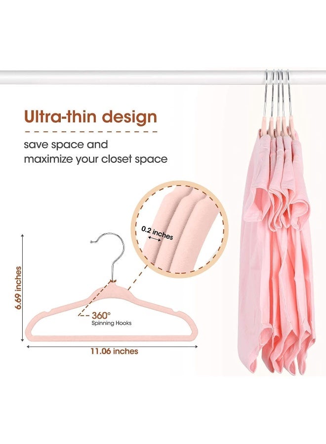 Red Dot Gift® 10-Pack Baby Velvet Hangers - Nursery Clothes Hangers Non Slip Toddler Hangers, 360 Chrome Swivel Hook (Pink, 28 cm) - Image 2