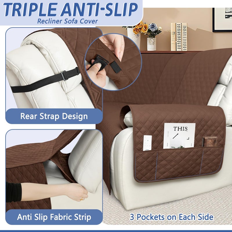 Arfntevss Recliner Sectional Couch Covers 1OO% Waterproof L Shape Sofa Cover for Reclining L Shaped Sectional Slipcover Dog Washable Corner Non Slip Protector (5 Seater with 1 Console, Coffee) - Image 4
