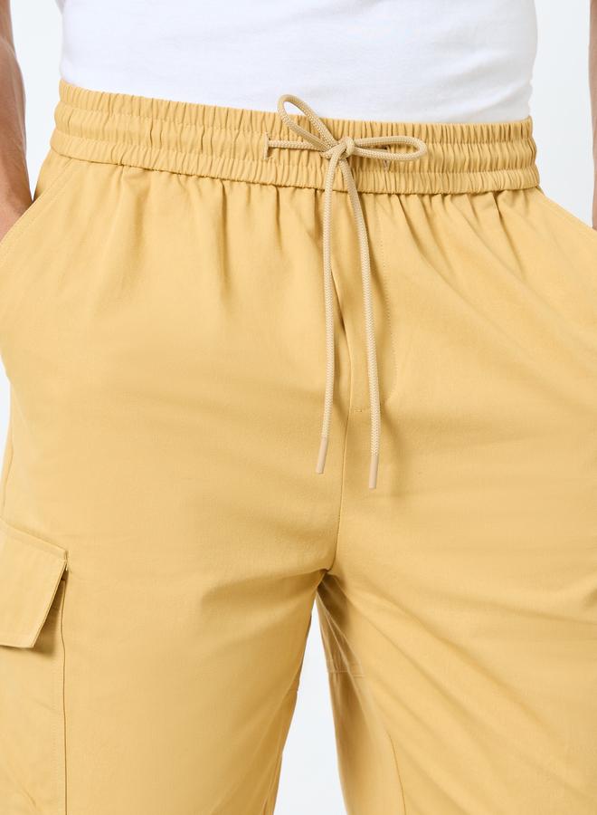 Styli Men Beige Regular Fit 3/4 Shorts with Pockets - Image 3