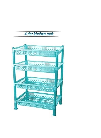 MECHON MECHON 4 Tyre Multipurpose Basket Stand Rack for Fruit and Vegetable 4 LAYER GREEN  - Image 2