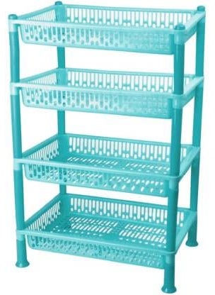 MECHON MECHON 4 Tyre Multipurpose Basket Stand Rack for Fruit and Vegetable 4 LAYER GREEN  - Image 1