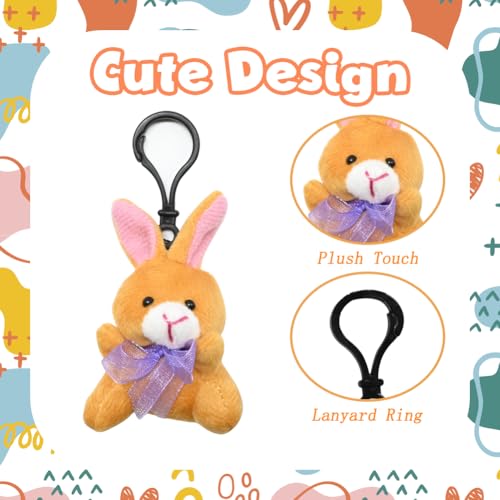 LUKBERA 28 Packs Stuffed Animal Keychains Plush Animal Toy for Easter Egg Fillers Valentines Day Classroom Exchange Gifts Party Favors - Image 5