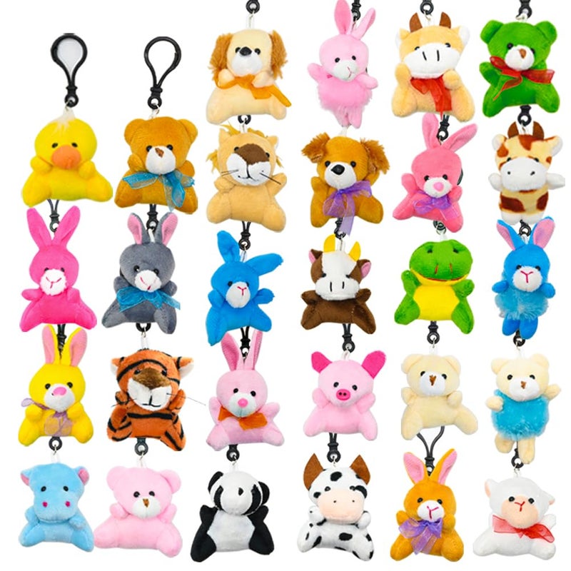 LUKBERA 28 Packs Stuffed Animal Keychains Plush Animal Toy for Easter Egg Fillers Valentines Day Classroom Exchange Gifts Party Favors - Image 3