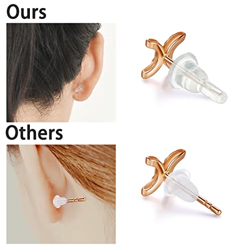 Gaprumi 50pcs Silicone Earring Backs, Full-Cover Clear Earring Backs, Dust-Proof, Hypoallergenic Soft Ear Safety Pads Backstops for Stabilize Earring Studs Hooks (10x6mm) - Image 2