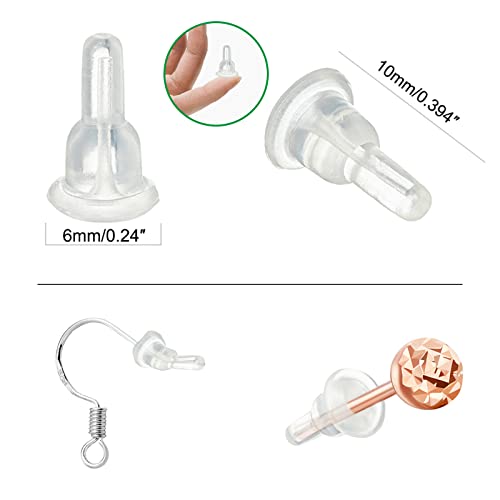 Gaprumi 50pcs Silicone Earring Backs, Full-Cover Clear Earring Backs, Dust-Proof, Hypoallergenic Soft Ear Safety Pads Backstops for Stabilize Earring Studs Hooks (10x6mm) - Image 5