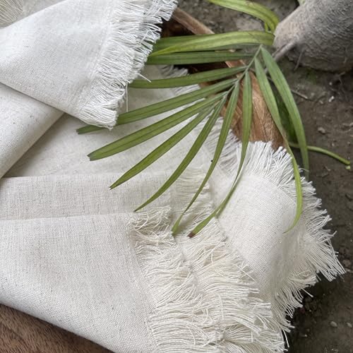 Bedding Craft Linen Cloth Dinner Napkins Set of 12 – 18x18 Natural with Fringed Corners – Machine Washable Fabric Napkins for Weddings, Baby Showers, Parties & Dining - Image 5