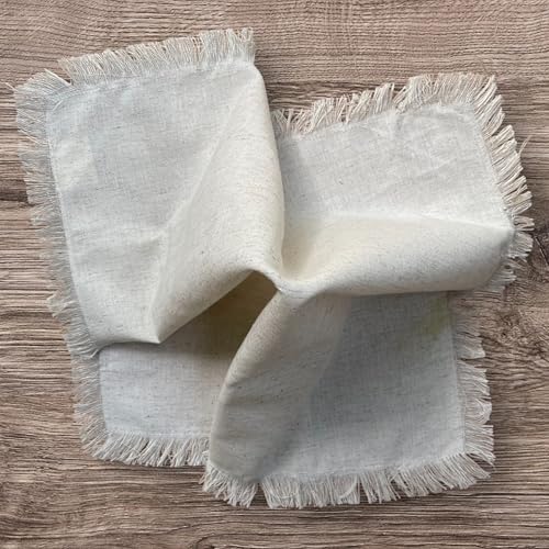 Bedding Craft Linen Cloth Dinner Napkins Set of 12 – 18x18 Natural with Fringed Corners – Machine Washable Fabric Napkins for Weddings, Baby Showers, Parties & Dining - Image 2