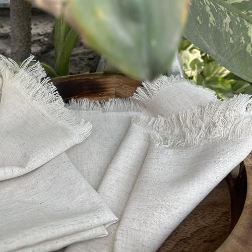 Bedding Craft Linen Cloth Dinner Napkins Set of 12 – 18x18 Natural with Fringed Corners – Machine Washable Fabric Napkins for Weddings, Baby Showers, Parties & Dining - Image 4