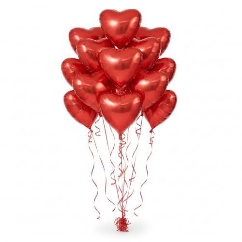 WYMM Red Heart Balloons 45 Pcs Heart Shaped Helium Foil Balloons in 5 10 18 Inch Sizes Ideal for Valentine Decor Wedding Engagement Romantic Party Proposal Anniversary Decorations - Image 1