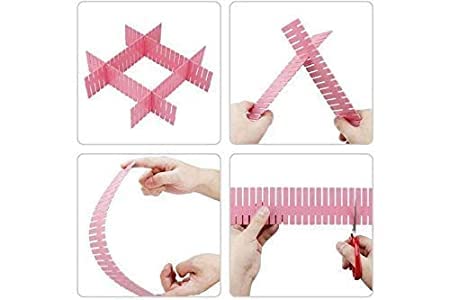 APRAS Plastic Adjustable Storage Organizer Drawer Divider for Home Kitchen for Makeup Tools Kitchen Cutlery Office Desk Clinic Bedroom 40 PCS Pink Colour - Image 3