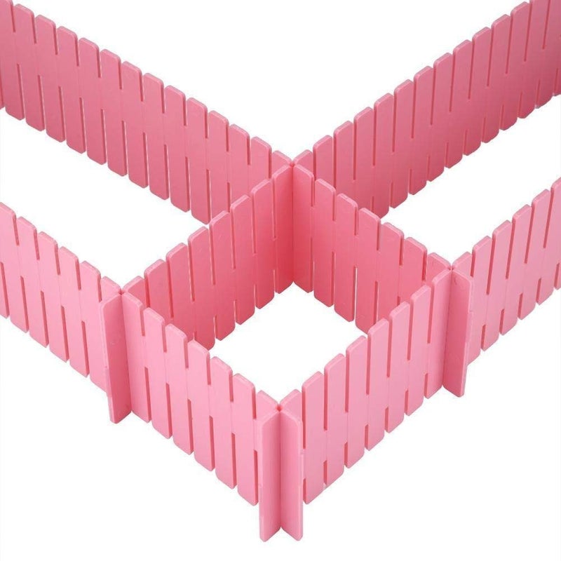 APRAS Plastic Adjustable Storage Organizer Drawer Divider for Home Kitchen for Makeup Tools Kitchen Cutlery Office Desk Clinic Bedroom 40 PCS Pink Colour - Image 1