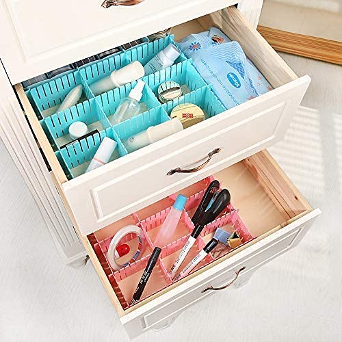 APRAS Plastic Adjustable Storage Organizer Drawer Divider for Home Kitchen for Makeup Tools Kitchen Cutlery Office Desk Clinic Bedroom 40 PCS Pink Colour - Image 4