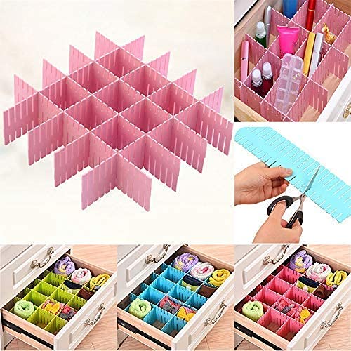 APRAS Plastic Adjustable Storage Organizer Drawer Divider for Home Kitchen for Makeup Tools Kitchen Cutlery Office Desk Clinic Bedroom 40 PCS Pink Colour - Image 5
