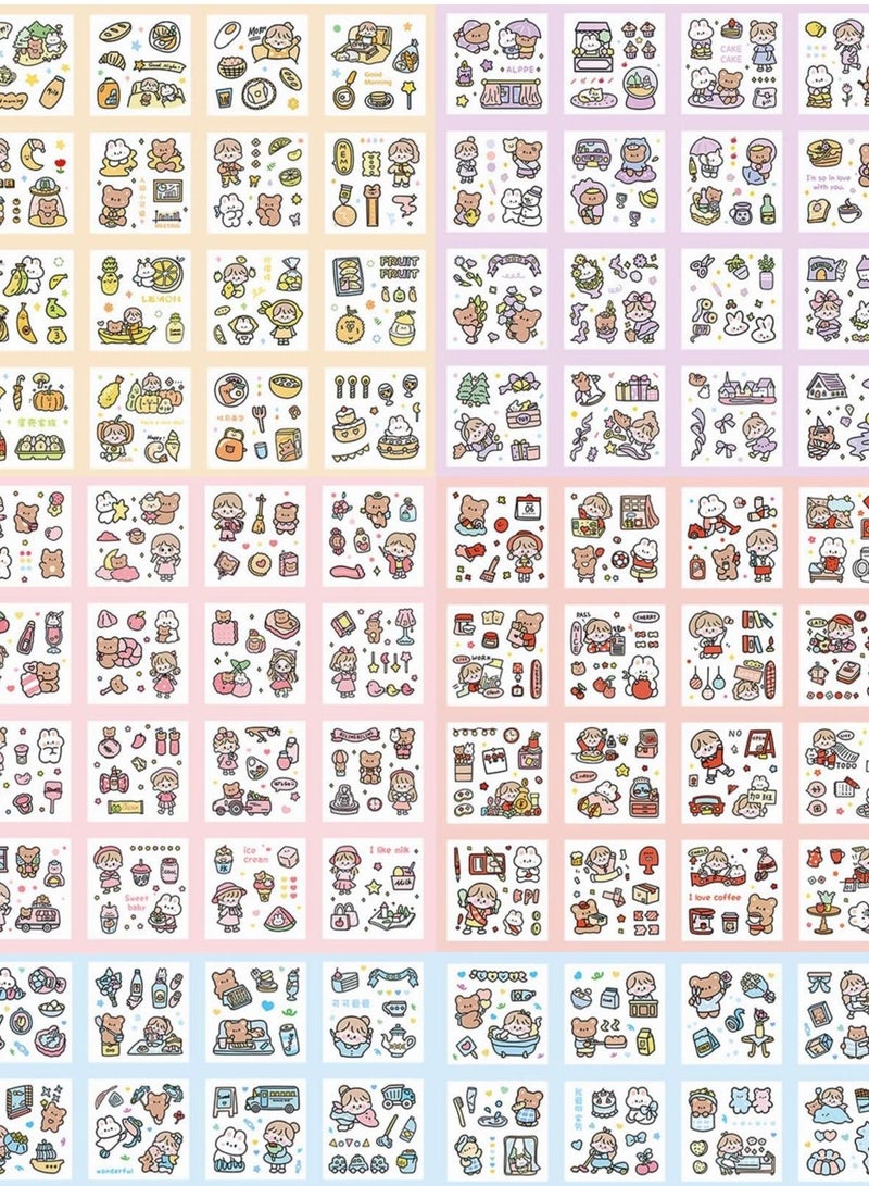 Beauenty Stickers Set, 100 Sheets 600+ Small Pieces Cute PET Transparent Cartoon Character Animal Flower Decorative Scrapbook Sticker Decal for Diary, DIY Arts Crafts, Album, Planners, Calendars and Notebook  - Image 2