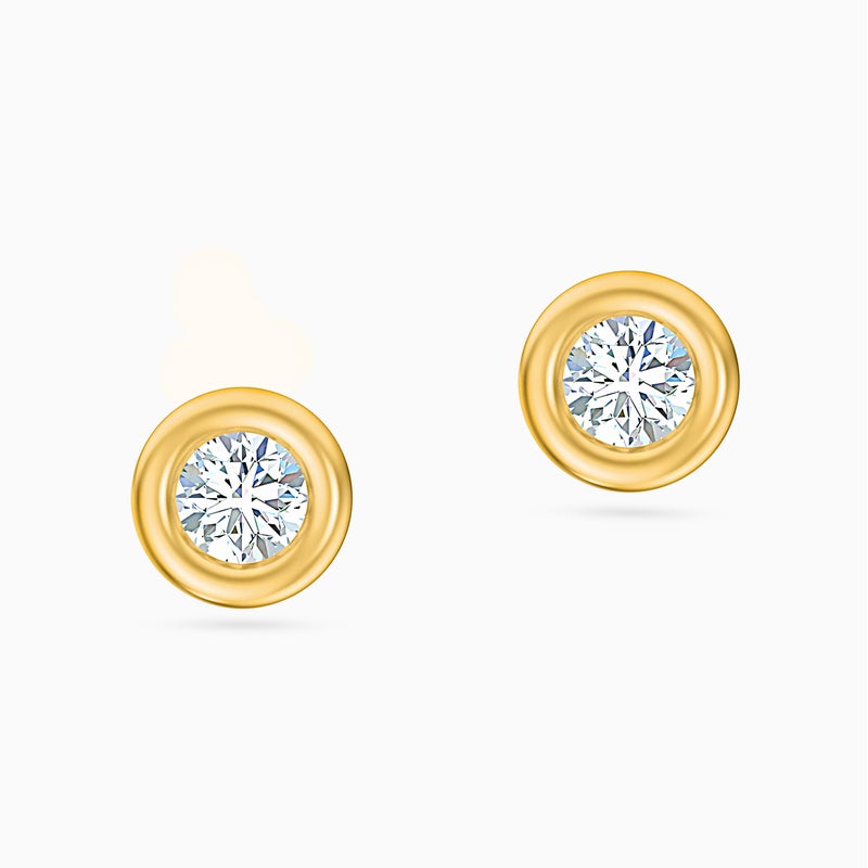Miss L' by L'azurde Circle Diamonds Stud Earrings in 18K Gold - Image 1