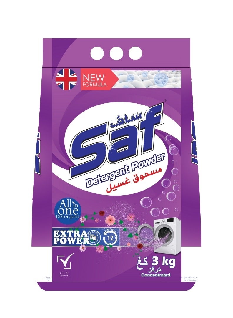 اس اي اف منظف ​​3 كجم، أرجواني - محلول تنظيف غسيل قوي للملابس المشرقة والمنعشة - Image 1