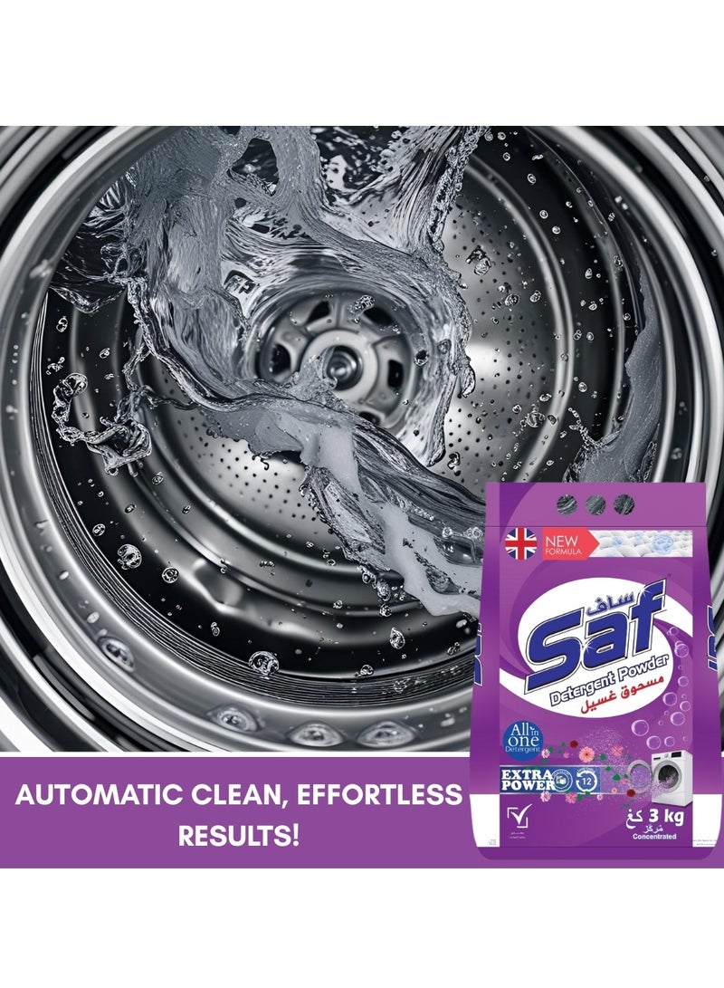 اس اي اف منظف ​​3 كجم، أرجواني - محلول تنظيف غسيل قوي للملابس المشرقة والمنعشة - Image 4