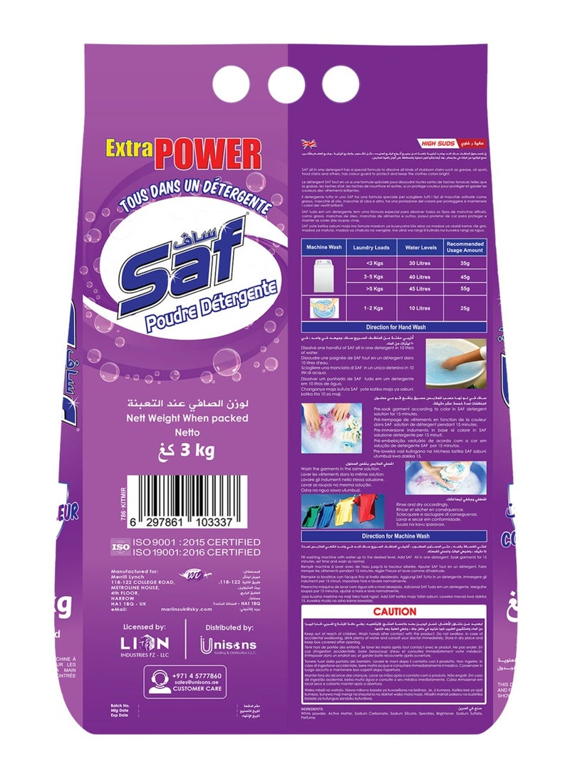 اس اي اف منظف ​​3 كجم، أرجواني - محلول تنظيف غسيل قوي للملابس المشرقة والمنعشة - Image 2