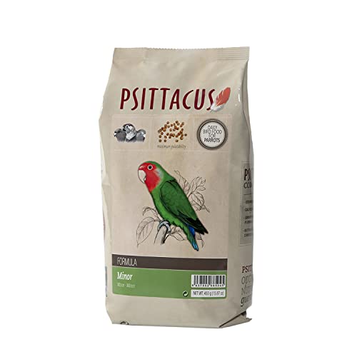 PSITTACUS بسيطاكوس ماينور 1 رطل | نظام غذائي كامل من الكريات لطيور الحب، الببغاوات الصغيرة والخدود الخضراء | طعام متميز للطيور، 100% خالي من الكائنات المعدلة وراثيًا - Image 1