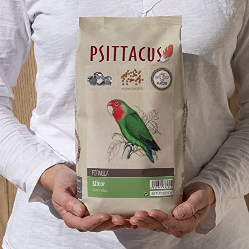 PSITTACUS بسيطاكوس ماينور 1 رطل | نظام غذائي كامل من الكريات لطيور الحب، الببغاوات الصغيرة والخدود الخضراء | طعام متميز للطيور، 100% خالي من الكائنات المعدلة وراثيًا - Image 4