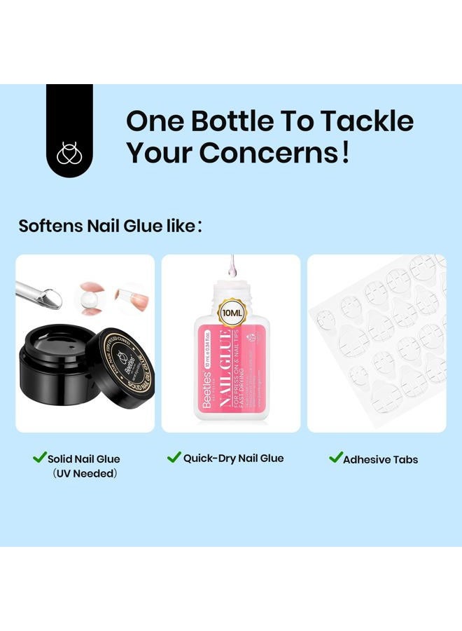 beetles Gel Polish Beetles Nail Glue Remover with Cuticle Pusher, 20ml Press on Nails Glue Remover for False Nail Tips Acrylic Adhesive, Not for U v Gel DIY at Home - Image 4