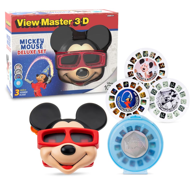 VIEW.MASTER View-Master Mickey Mouse Deluxe Set, Disney 100 Edition - STEM, Retro, Fun Learning Toy for Kids and Adults, Toddlers, Ages 3+ - Image 1
