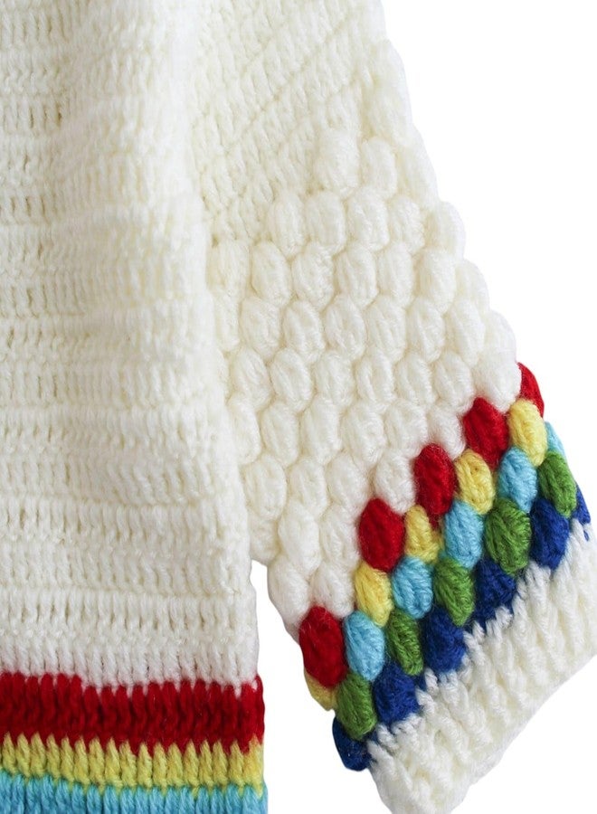 KNIT GEMS كنزة صوفية أنيقة للأطفال من KNIT GEMS، مصنوعة يدويًا، للجنسين | صوف محبوك | كنزة صوفية دافئة للأطفال الرضع | الأطفال الصغار | كنزة للأولاد والبنات | ملابس شتوية للأطفال (لون كريمي) - Image 3