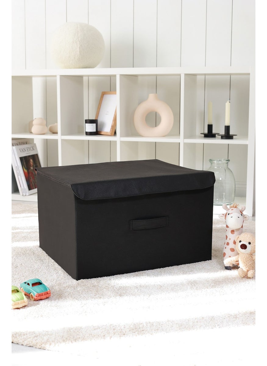Tekno Trust Fabric Black Covered Wardrobe Laundry Toy Organizer Folding Storage Box Storage Bag 48X40X30 Dol  - Image 1