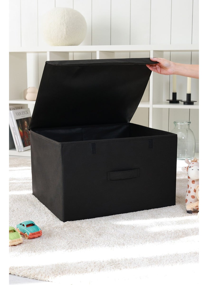 Tekno Trust Fabric Black Covered Wardrobe Laundry Toy Organizer Folding Storage Box Storage Bag 48X40X30 Dol  - Image 2