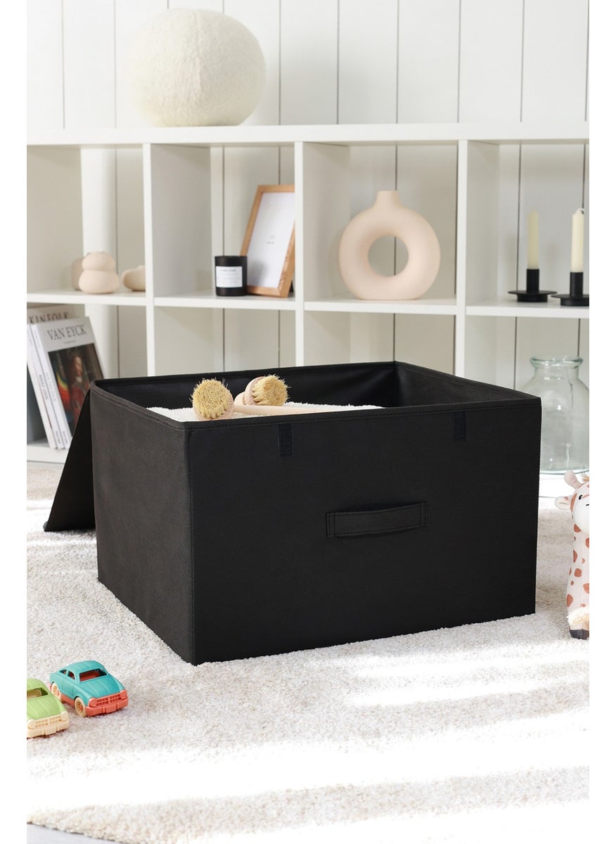Tekno Trust Fabric Black Covered Wardrobe Laundry Toy Organizer Folding Storage Box Storage Bag 48X40X30 Dol  - Image 3