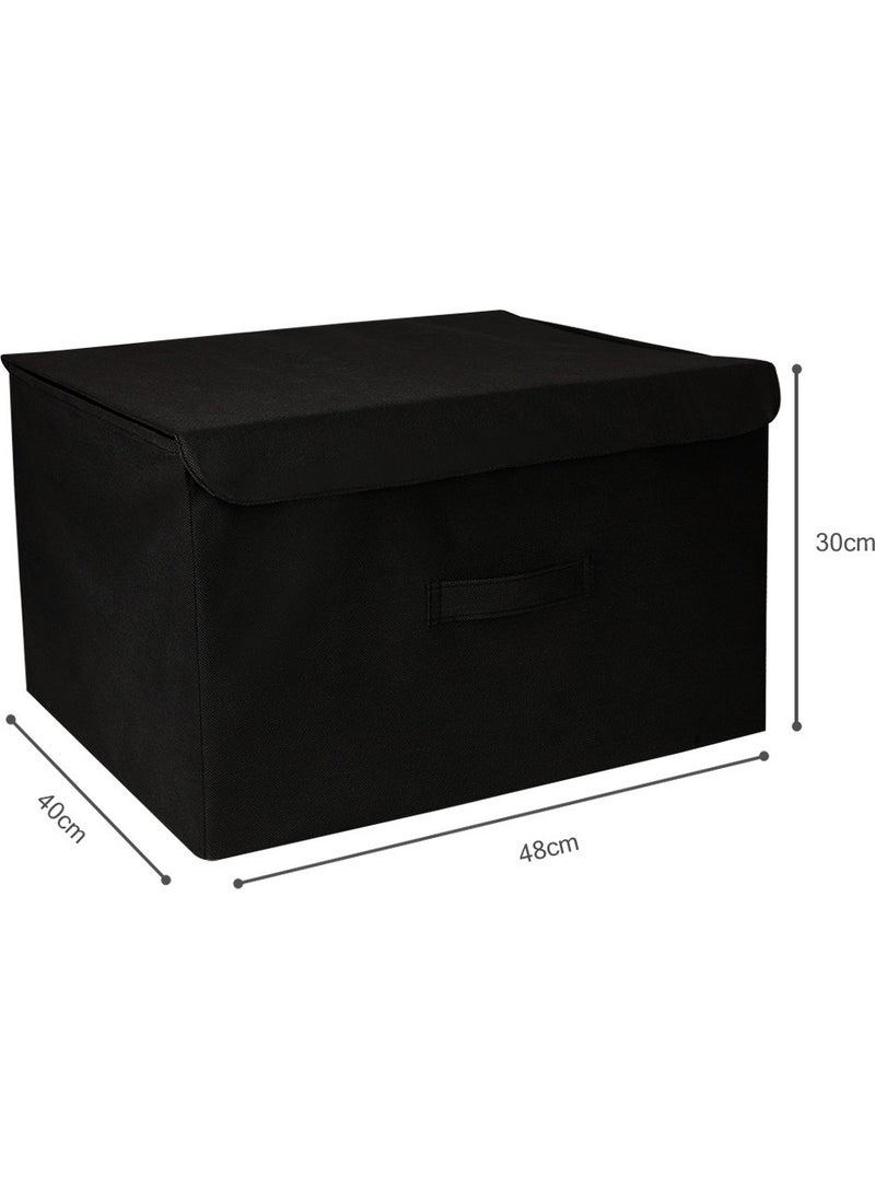 Tekno Trust Fabric Black Covered Wardrobe Laundry Toy Organizer Folding Storage Box Storage Bag 48X40X30 Dol  - Image 4