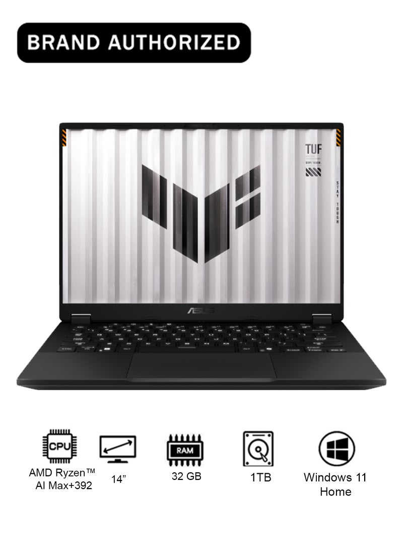 ASUS TUF Gaming A14 Laptop With 14-Inch Display, AMD Ryzen™ AI Max+392  Processor/32GB RAM/1TB SSD/Windows 11 Home English Jaeger Gray - Image 1