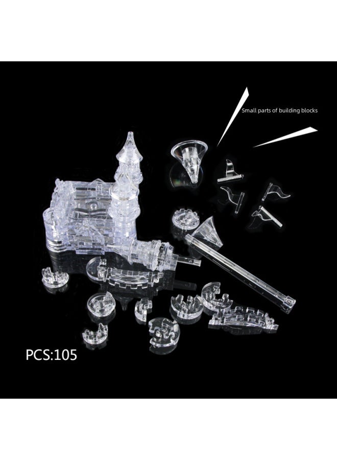 Cross Border Castle Crystal Building Blocks Puzzle DIY Building Blocks Educational Toys 3D Flash Creative Assembling Toys-Color:9020A Transparent White - Image 5
