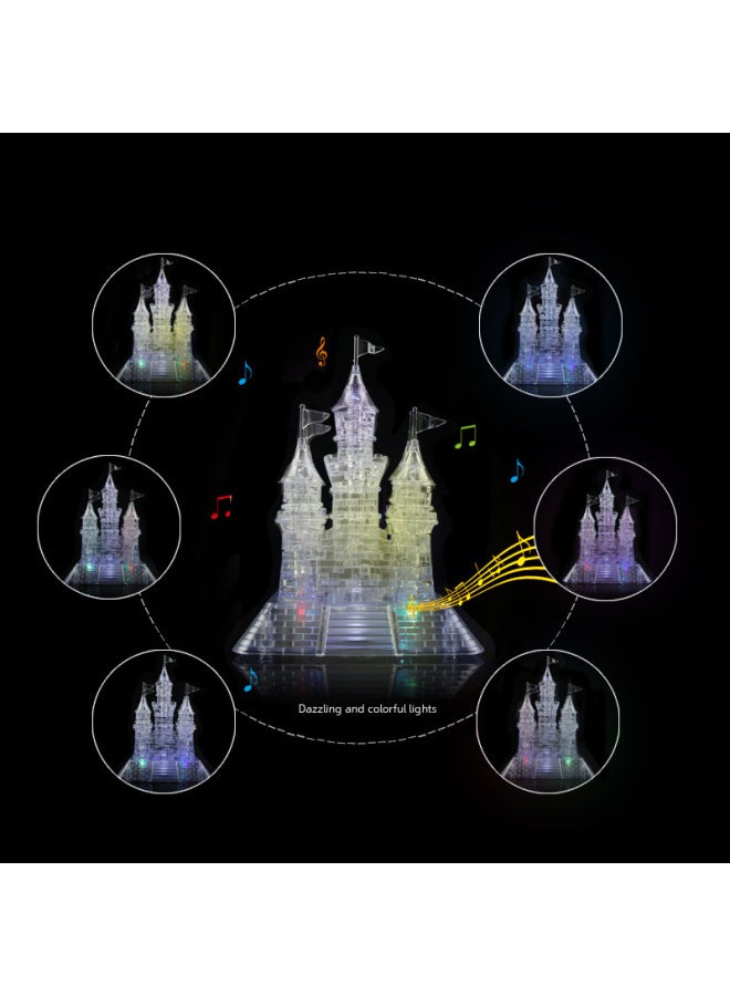 Cross Border Castle Crystal Building Blocks Puzzle DIY Building Blocks Educational Toys 3D Flash Creative Assembling Toys-Color:9020A Transparent White - Image 4