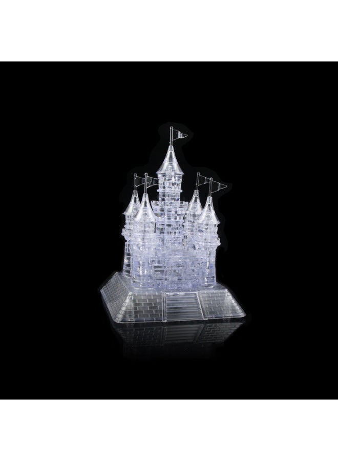 Cross Border Castle Crystal Building Blocks Puzzle DIY Building Blocks Educational Toys 3D Flash Creative Assembling Toys-Color:9020A Transparent White - Image 1