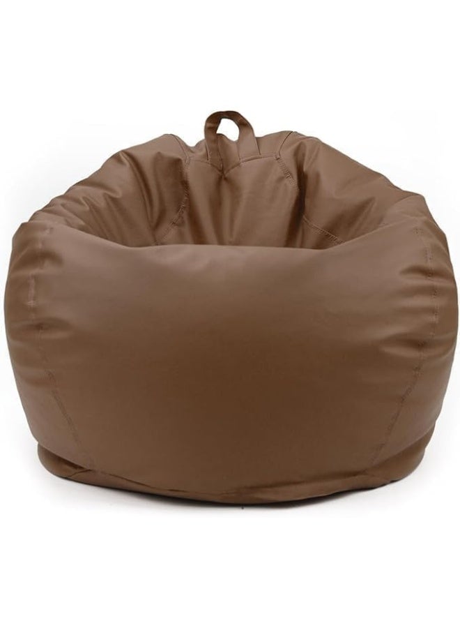 LUXURY LUXE Luxury Luxe Round Faux Leather Bean Bag Chair | Ultra-Comfort Polystyrene Beads, Lightweight & Durable Design | Trendy Solid Colors, Multiple Sizes (Brown, Kids-S)  - Image 1