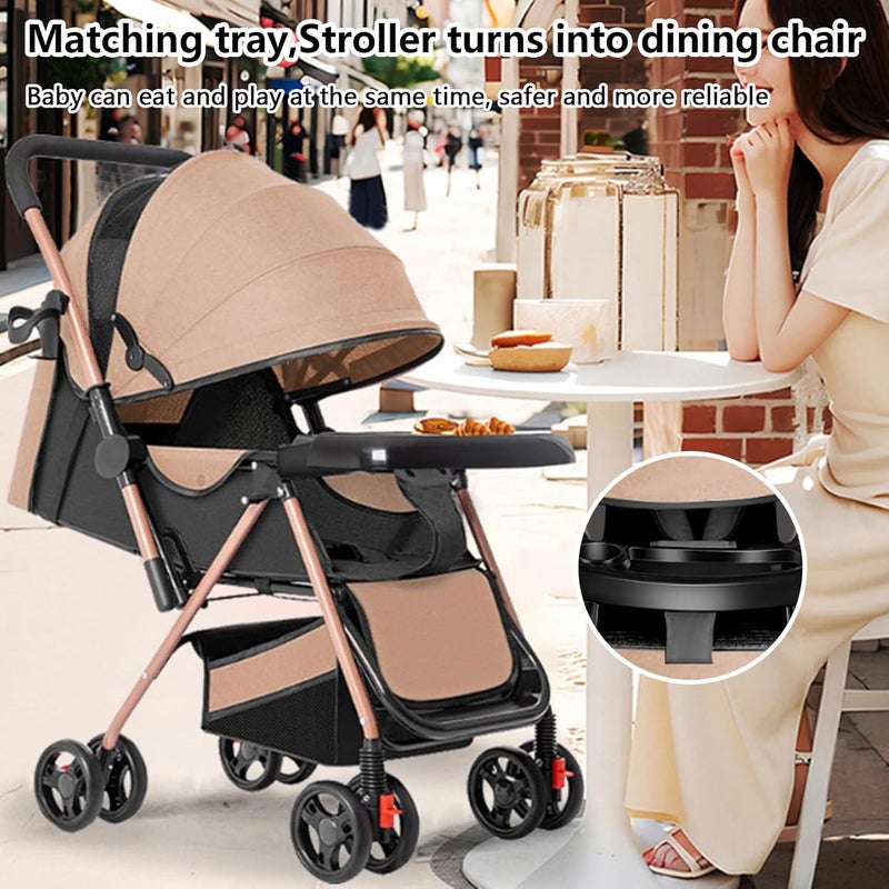 TDOO Two-Way Foldable Lightweight Stroller, Travel Umbrella Strollers, Baby Strollers and Toddler Strollers with Large Storage Basket and Canopy, Reclining Seat, Child Tray, Compact for Travel - Image 3
