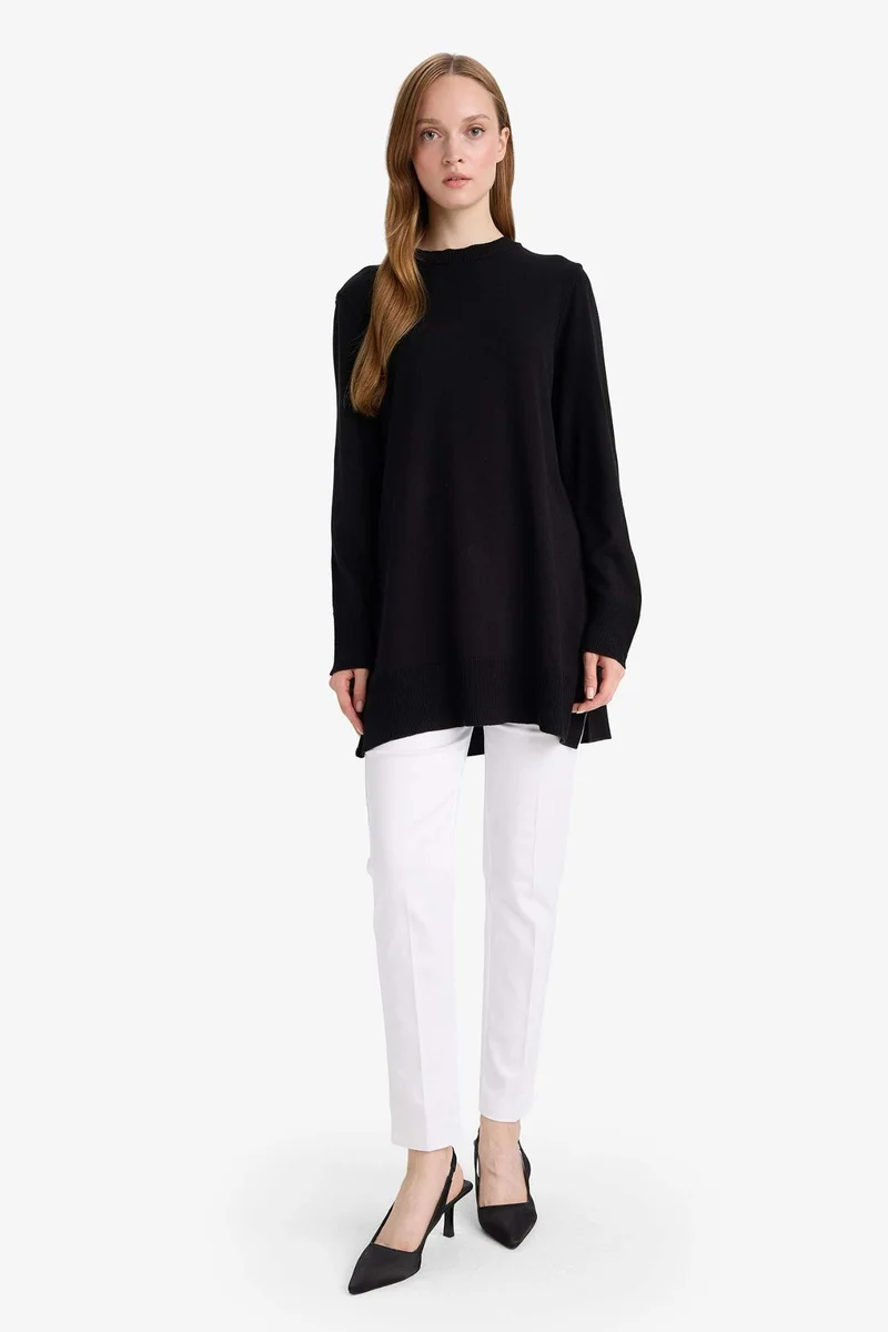 ديفاكتو Regular Fit Slit Basic Long Sleeve Tunic
