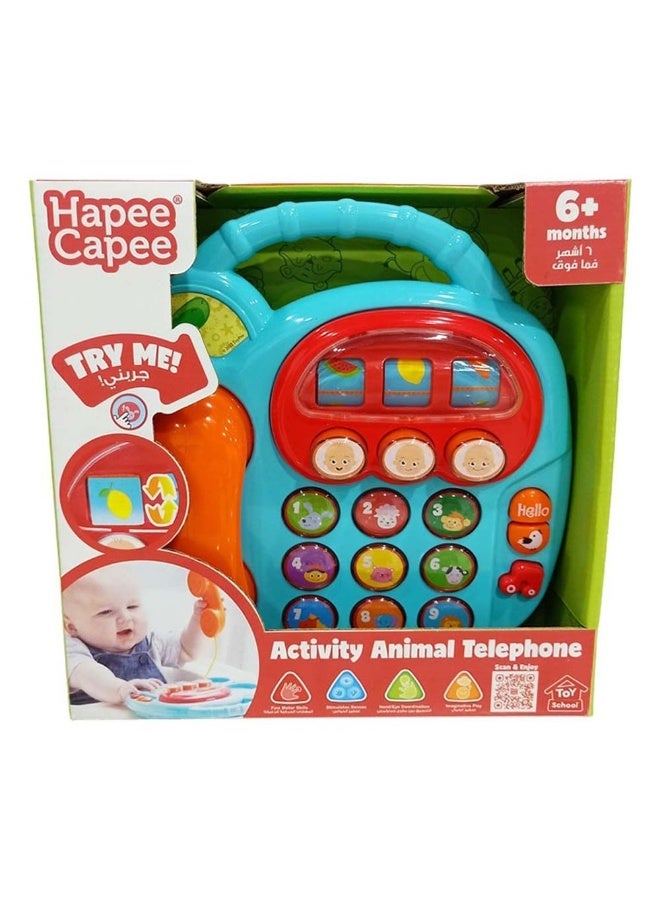 Hapee Capee هاتف حيوانات تفاعلي، ألعاب هواتف للأطفال والرضع، تشمل الأصوات الممتعة، والموسيقى وقرص دوار بثلاثة أزرار لرؤية الصور المضحكة، هدايا ألعاب للأطفال من عمر 6 أشهر فما فوق. - Image 4