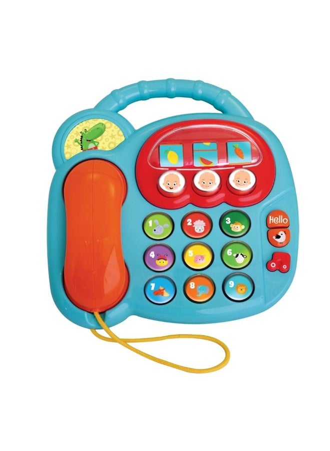 Hapee Capee هاتف حيوانات تفاعلي، ألعاب هواتف للأطفال والرضع، تشمل الأصوات الممتعة، والموسيقى وقرص دوار بثلاثة أزرار لرؤية الصور المضحكة، هدايا ألعاب للأطفال من عمر 6 أشهر فما فوق. - Image 1