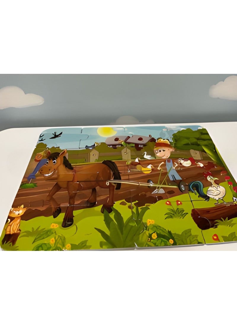 Apexma - Educational Colorful Farm Puzzle - Fun Animal Identification Farm Puzzle - Dexterity Developing Farm Puzzle - Image 1