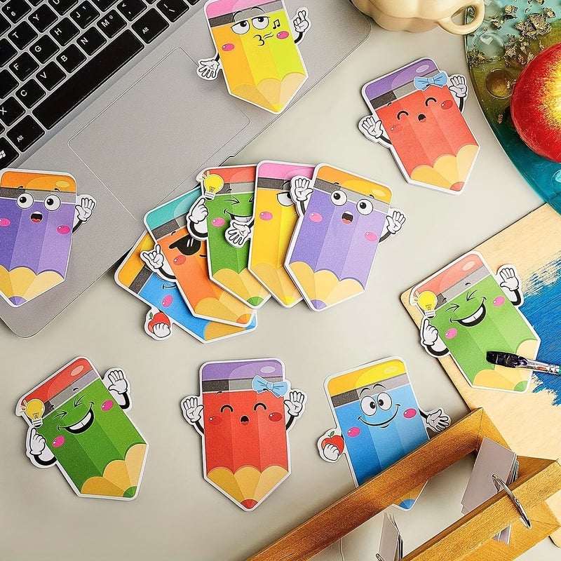 Thickened Orange Pencil Shaped Sticky Notes Pack Colorful Fun Decorative Memo Pads For Journaling Study Reminders Notebooks - Image 1