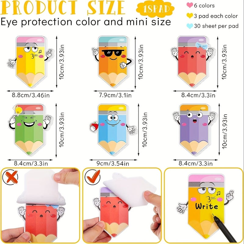 Thickened Orange Pencil Shaped Sticky Notes Pack Colorful Fun Decorative Memo Pads For Journaling Study Reminders Notebooks - Image 3
