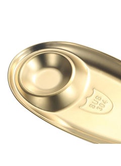 BRUSHFINCH BRUSHFINCH Stainless Steel Chip and Dip Serving Set Dip Serving Platter Snack Dessert Plate Appetizer Tray with Built in Sauce Dish Dipping Bowl for Salad Dressing 28cm Gold 1 Pcs  - Image 3