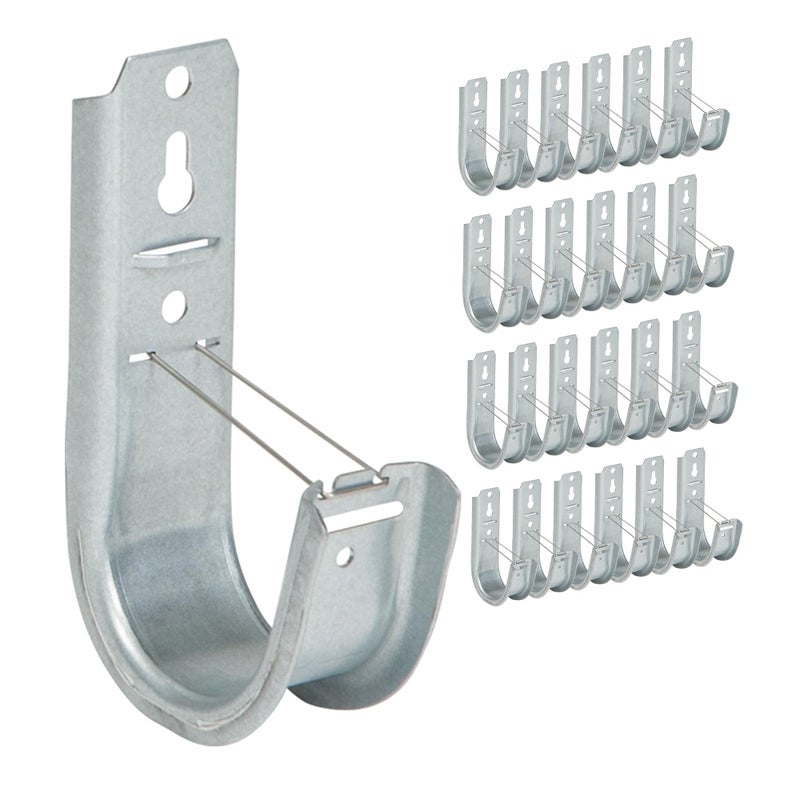 ICC 2Inch Wall Mount JHook 25Pack Cable Support Hooks with Retainer Clips Galvanized Steel with Zinc Finish for Structured Cabling and Cable Management