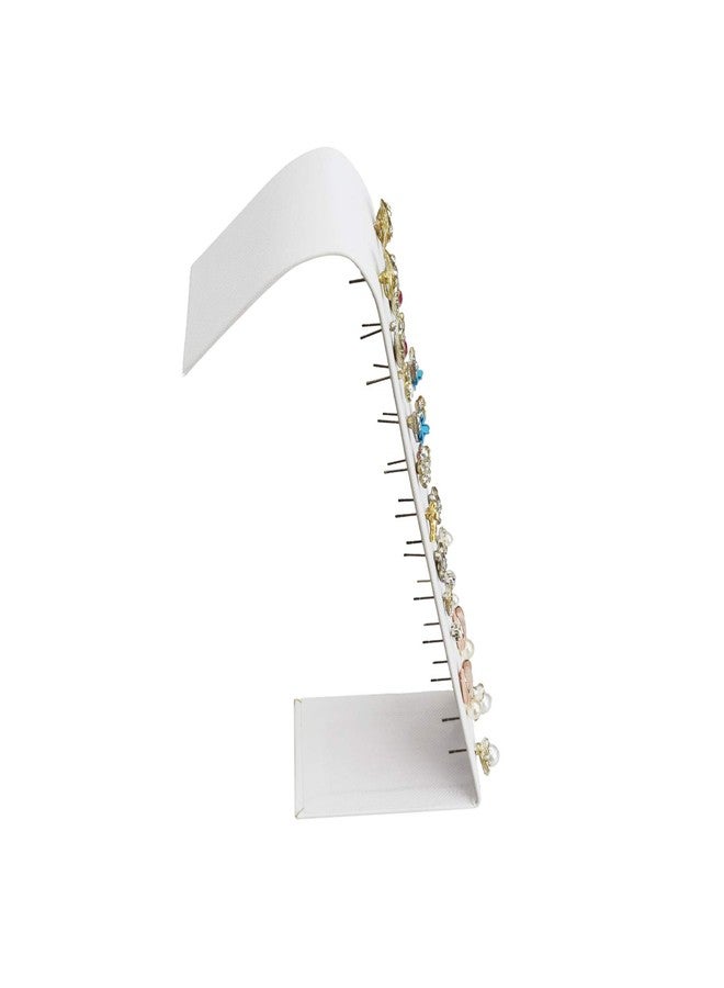 MOOCA 2-Piece Set Premium Adjustable Earring Display Stand for 12 Pairs of Earrings, 2 W x 2 7/8 D x 6 5/8 H in, White Faux Leather - Image 4