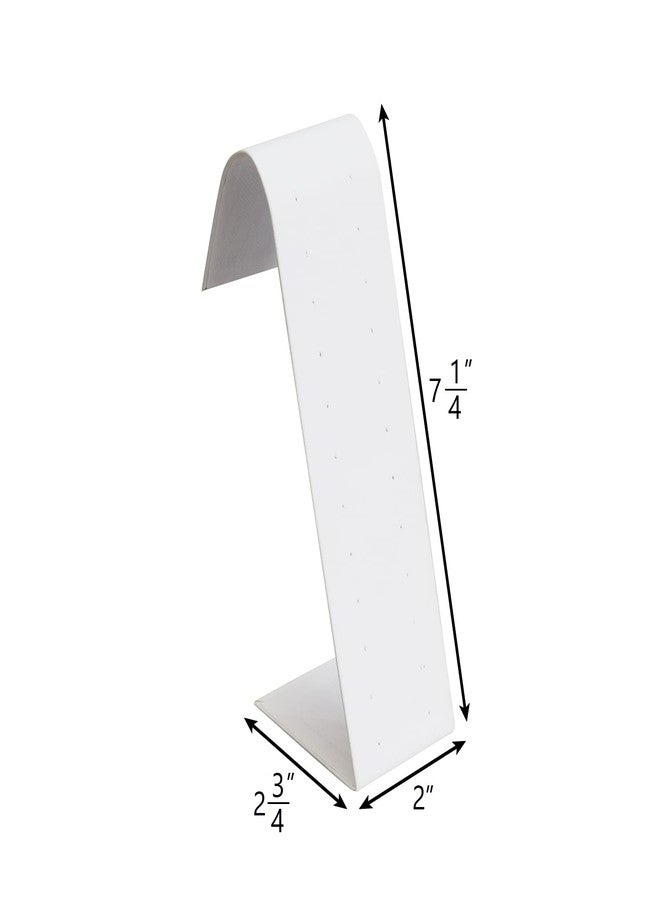 MOOCA 2-Piece Set Premium Adjustable Earring Display Stand for 12 Pairs of Earrings, 2 W x 2 7/8 D x 6 5/8 H in, White Faux Leather - Image 2