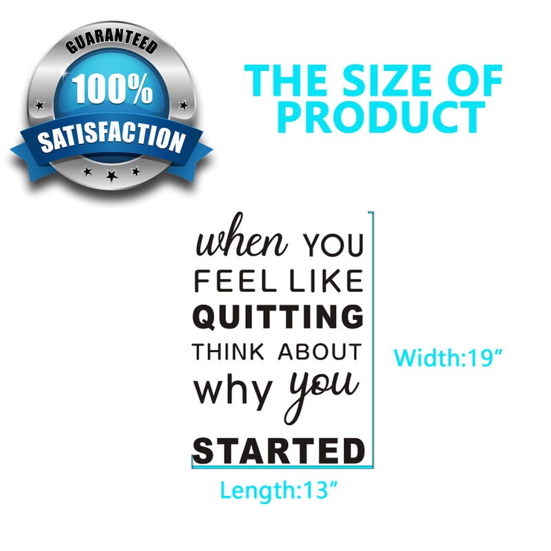 AnFigure Wall Stickers, Inspirational Wall Decals, (Easy to Apply), Wall Decor Vinyl Art Quotes Motivational Gym Office Living Room Bedroom Teamwork Poster Home Family Word, When You Feel Like Quitting 13"X19" - Image 4