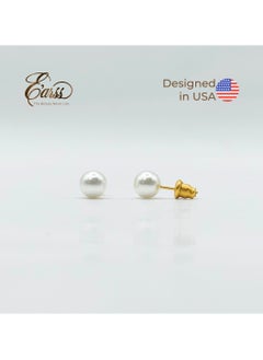 7 mm White Pearl With Gold Post Earring | Stainless Steel | 18K Gold Plated - pzsku/Z2D85A00C69B205B2C166Z/45/_/1736336700/00c688da-acdc-4fad-9700-e86ef627a610